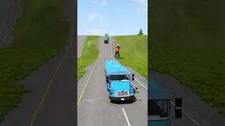 Buses vs bollards crash part1574 #india #beamngdrive #shorts #gaming #usa