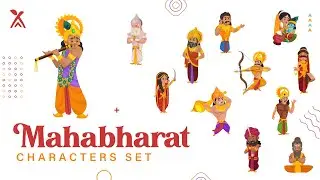 Creative Hatti - Mahabharat - Cartoon Character Series - Vector Characters - Indian Illustration