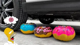 EXPERIMENT CAR vs DONUTS! Crushing Crunchy & Soft Things by Car!