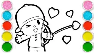Pocoyo as Cupid on Valentine's Day Drawing, Painting & Coloring For Kids and Toddlers_ Easy Art