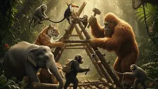 Chimp VLOG 81 - Building a Jungle Shelter with Wild Animals!🏕️🏞️