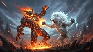 The White Lion vs Fire Monster |