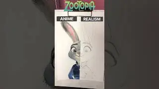 Drawing Zootopia in ANIME vs REALISM 😍🤯 | Judy hopps 🥰 #shorts