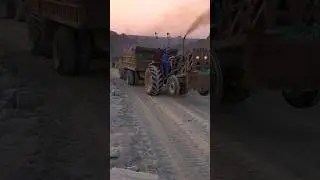 Giant rock 🪨 transporting into tractor trolley #rocktransport #rock #tractortrolley @Mechanic-pk
