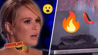 Magic Trick GONE WRONG! Magician Sets Fire To Amandas Shoe On Britains's Got Talent!