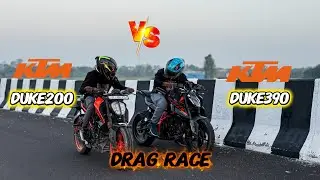 Duke390 4Gear V/S Duke200 6Gear Drag Race 😨!! NEW DUKE 390 VS DUKE 200 DRAG RACE 😱!!