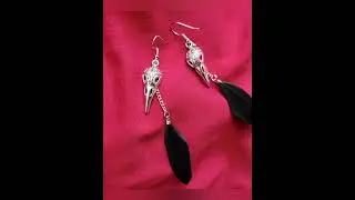 Handmade gothic jewelry: raven bird skull necklace, bee choker necklace, and skull chain bracelet