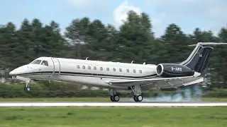 VistaJet Embraer Legacy 650 landing at Lannion Airport