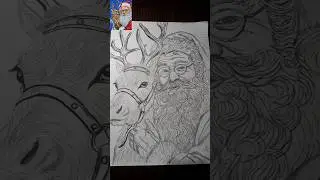 Santa Claus Christmas drawing realistic, Merry Christmas drawing with pencil #shorts #artwork #viral