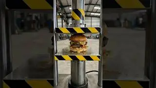 Hydraulic press vs big burger 🍔 | Slow pressure, real crush 😳 #machine #viral #food #burger #ai