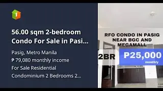 56.00 sqm 2-bedroom Condo For Sale in Pasig Metro Manila