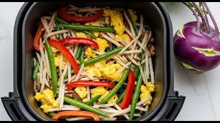 Air Fryer Green Bean, Kohlrabi, Scrambled Egg Breakfast: Easy Nutritious, AirFryer Weightloss Recipe