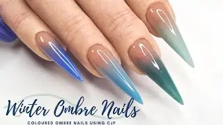Coloured Ombre Acrylic Nails using CJP Nail Systems | Winter Ombre Nails!
