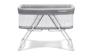 MiClassic All mesh 2in1 Stationary&Rock Bassinet One-Second Fold Travel Crib Portable Newborn Baby