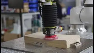 Collaborative robot demonstrating wood polishing