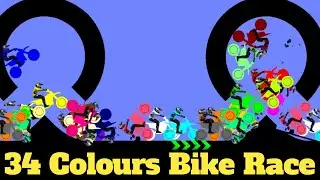 34 Colours Dirt Bike Race Tournament in Algodoo - Motocross Bike Racing | Bike Racing Legends