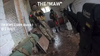 Silo Defense on a cold wet day... Airsoft objective defense game at the MAW [TM M4 MWS CQBR Block 1]