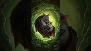 302.A baby bat sleeping under its mother's wing#cute #animals #animation#wallpapere#adorable#cartoon