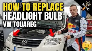 How to Change Replace Headlight Bulb on VW Touareg |Low Beam Headlight Bulb High Beam Headlight Bulb