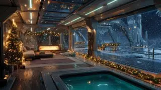 LUNARIS: Luxury Moon Base Hotel 🌑 Cozy Christmas Ambience with Indoor Pool & Blizzard | Relax&Focus