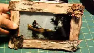 Birch bark frame; old school pencil sharpener, and cards recently made