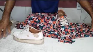 TENIS VIZANO QUE ESTAVA SE DESCASCANDO FOI REVESTIDO EM TECIDO
