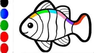 Fish drawing painting and colouring for kids and Toddler||