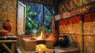 Cozy Rainy Night in a Rustic Kitchen 🔥🌧️ | Rain & Fire Sounds for Sleep, Relax & Study