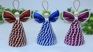 DIY Angels for Christmas 😇 How to Make Angel with Glitter Foam Paper Crafts