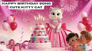 Happy Birthday Song 🎂 Cute Kitty Cat & Cake | Fun Birthday Party for Kids 2025🎉
