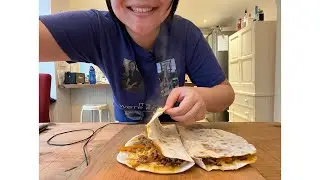 ASMR MUKBANG SPICY CHEESY SHREDDED PORK QUESADILLAS