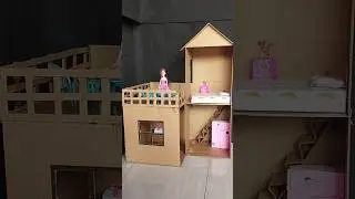 tutorial membuat rumah barbie dari kardus #rumahbarbie #kreasi #kerajinan #diy #shorts