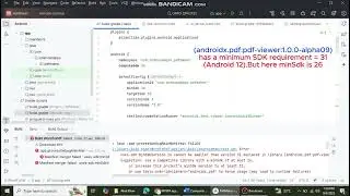 Error:uses-sdk:minsdkversion 26 cannot be smaller than version 31 declared in library android studio