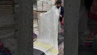 Golden mukesh ajrak work, Fabric pure indian gajji silk Lenght around 3 yard WhatsApp +923365556840