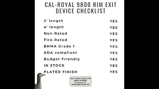 Cal Royal 9800 rim exit devices in stock at House of Doors