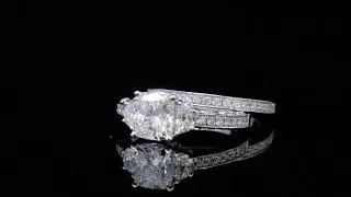 Natural Cushion Cut 3-Stone Half Moon Pave Diamond Engagement Bridal Set