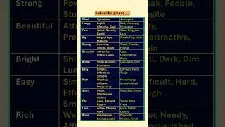 🔍 Word Power | Synonyms and Antonyms Chart !