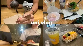 [uni vlog] ochem exam, sweet hut, mochi ice cream, boba, lots of studying, staying up late