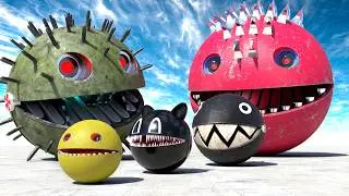 Pacman and Walking Robot Blade Escape the Volcano Titan in Ultimate Robot Maze Battle
