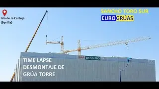 Time Lapse Desmontaje de Gr&uacute;a Torre LIEBHERR 90LD Isla de la Cartuja (Sevilla) con LIEBHERR LTM 1300
