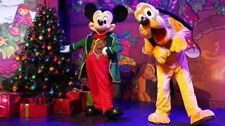 Mickey Mouse & Pluto Greeting in Holiday Outfits at Disneyland Paris - Disney's Enchanted Christmas