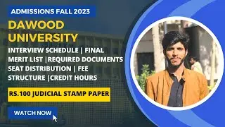 Dawood University Final Merit / CPN List | DUET Interview Schedule Admission 2023-24