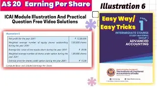 Illustration 6 |ICAI latest Module CA Inter AS 20 EPS |Earning Per Share|New Scheme Advance Account
