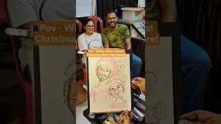 Christmas theme caricature of a cute couple. By Denzil Art 9920647687.