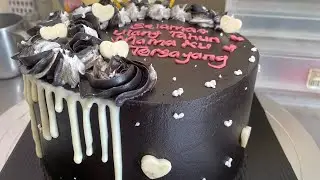 Money cake 💸 || dekor cake custom uang black white ellegant