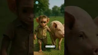 Monkey Save Pig Life &hearts;️&hearts;️ #pig #ai #shorts