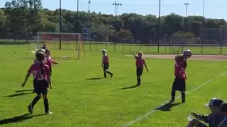 7 yr old Nora scores a goal for Clinton Youth Soccer