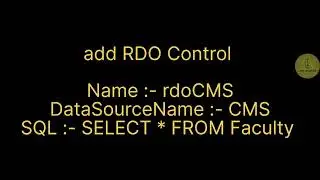 Visual basic 6.0 | database file handling 'Remote Data Object' | CodeLearning