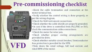 Pre-Commisioning Checklist of VFD  || VFD Parameter Commisioning