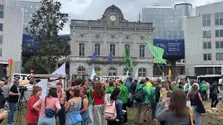 Farmers opposing Mercosur trade deal protest near EU parliament in Brussels